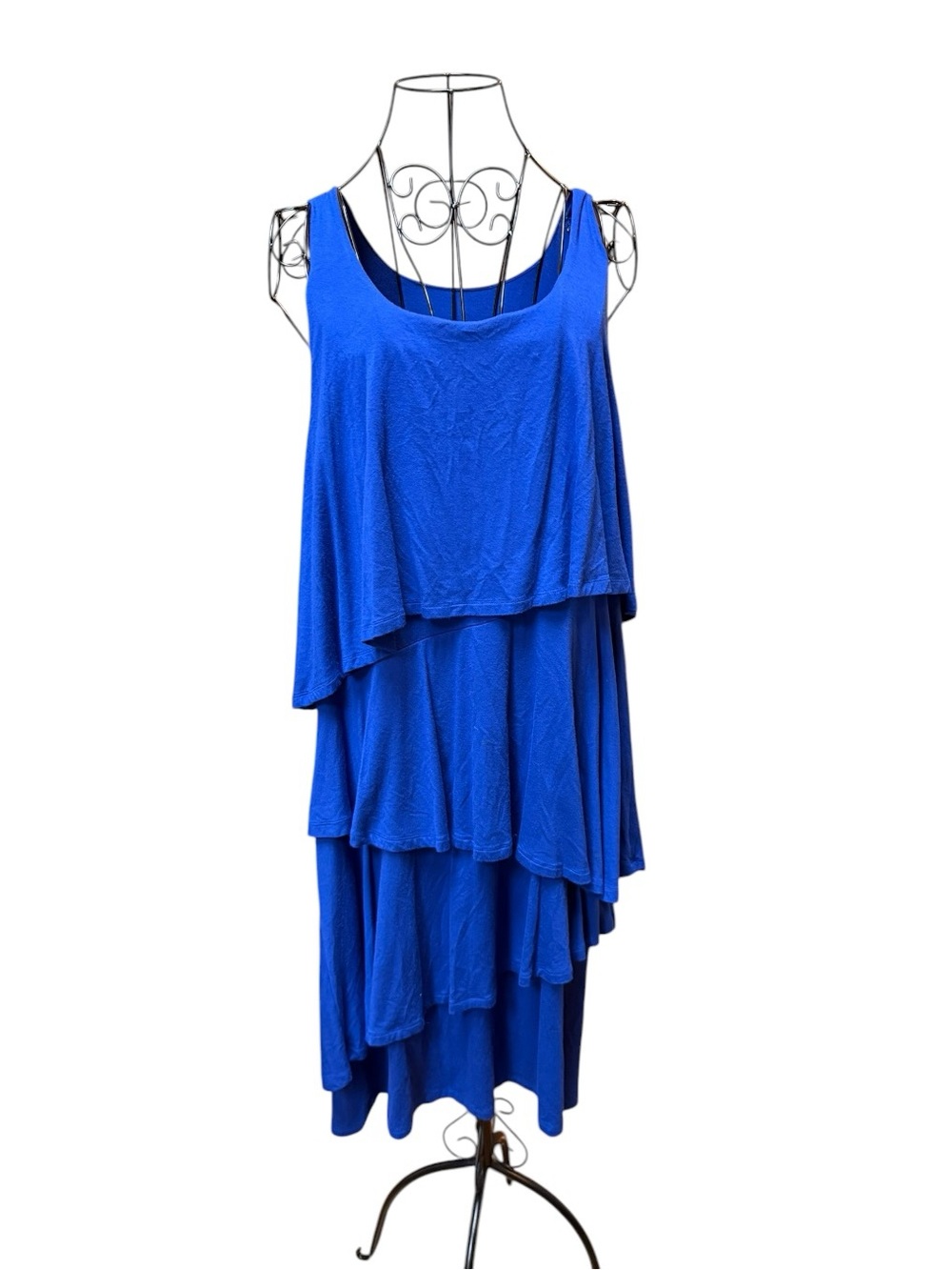 Soft Surroundings Cotton Cobalt Blue Layered Midi Dress